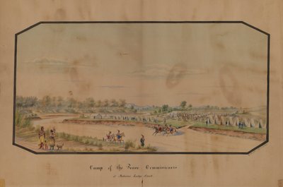 A békebiztosok tábora Medicine Lodge Creekben, 1867. alkotó: Hermann Stieffel