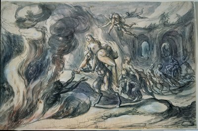 Eurydice az alvilágban (Eurydice a pokolban). Hermann Weyer festménye (1596-1621 körül). Akvarell és tus papírra, 20,9 x 32,2 cm alkotó: Hermann Weyer