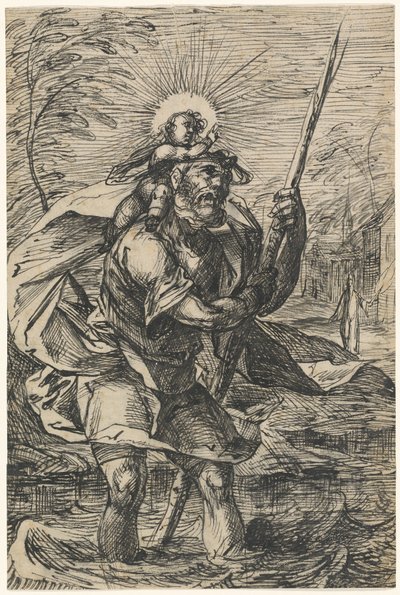 Szent Kristóf (recto) alkotó: Hermann Weyer