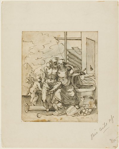 Vénusz Vulcanus kovácsműhelyében (recto); Geometria (verso) alkotó: Hermann Weyer