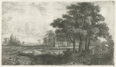 Erdős táj fedett kocsival alkotó: Hermanus Jan Hendrik van Rijkelijkhuysen