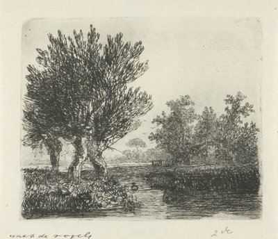 Három szárnyas fűz a vízparton alkotó: Hermanus Jan Hendrik van Rijkelijkhuysen