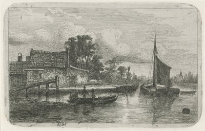 Vitorlás hajó a vízparton alkotó: Hermanus Jan Hendrik van Rijkelijkhuysen