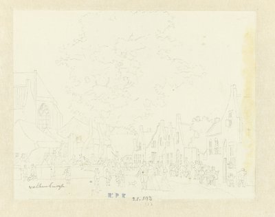 Piac Valkenburg faluban alkotó: Hermanus Petrus Schouten