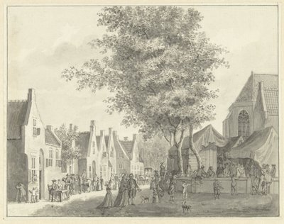 Piac Valkenburg faluban alkotó: Hermanus Petrus Schouten