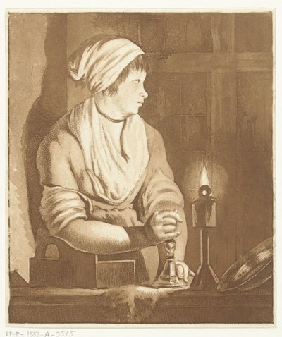 Cseléd gyertyatartóval alkotó: Hermanus van Brussel