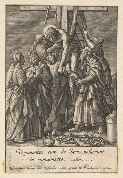 Leszállás a keresztről, 1619 előtt. alkotó: Hieronymous Wierix