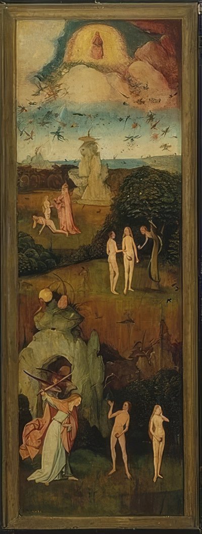 A szénakocsi (triptichon). Bal oldali panel. 1515 körül alkotó: Hieronymus Bosch
