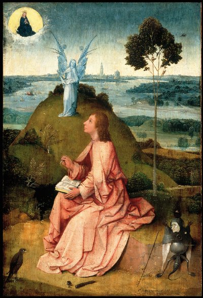Szent János evangélista Patmoszon, c. 1505 alkotó: Hieronymus Bosch