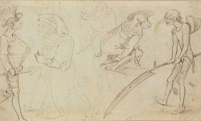 Tanulmányok groteszk figurákról alkotó: Hieronymus Bosch