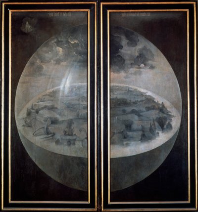 A világ teremtése, a földi gyönyörök kertje triptichon zárt ajtaja, c1500 alkotó: Hieronymus Bosch