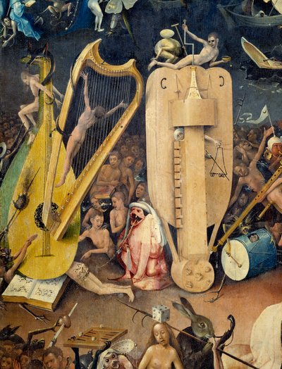 Hieronymus Van Aken (Aken), Jerome Bosch (1450-1516) „A szárazföldi csemegék kertje” című triptichon jobb oldali pokolrészlete alkotó: Hieronymus Bosch