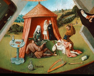 A vágy. Részlet a hét főbűn táblázatából (olaj, fa alkotó: Hieronymus Bosch