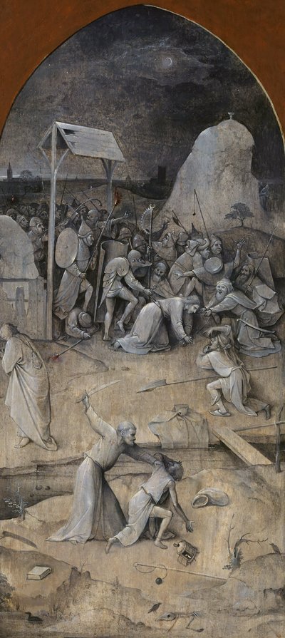 Szent Antal megkísértése. Triptichon, hátlap: Krisztus elfogása, 1500-1501. alkotó: Hieronymus Bosch