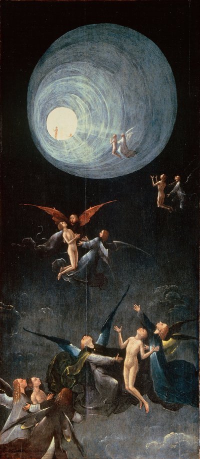les ames bienheureuses. Le Paradis – Felemelkedés a mennybe. Forró: Négy látomás a túlvilágról par Bosch, Hieronymus (kb. 1450-1516). Olaj, fa, méret: 88,8x39,9, kb 1490-1510, Palazzo Grimani, Velence alkotó: Hieronymus Bosch