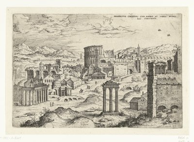 Gezicht op het Forum Romanum (cím a tárgyon) Római romok (sorozat címe) alkotó: Hieronymus Cock