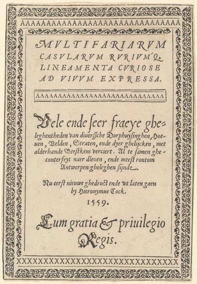A „Multifariarum Casularum” címlapja alkotó: Hieronymus Cock