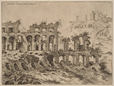 Kilátás a Colosseumra, a Palatinus-dombbal a háttérben alkotó: Hieronymus Cock