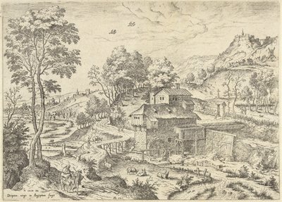 Repülés Egyiptomba Tájképek bibliai és mitológiai jelenetekkel (sorozat címe) alkotó: Hieronymus Cock