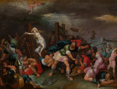 Alexandriai Szent Katalin vértanúsága (olaj, tábla) alkotó: Hieronymus II Francken