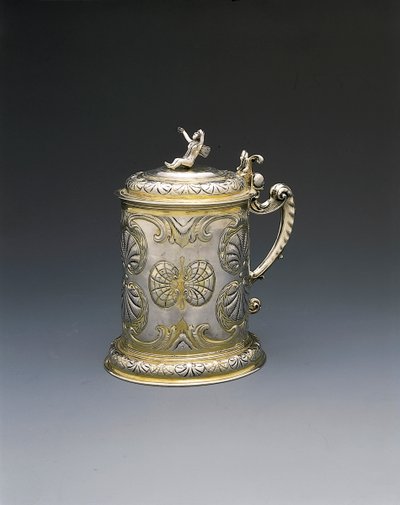 Tankard, Danzig, 1700 körül (aranyozott ezüst csomag) alkotó: Hieronymus II Holl
