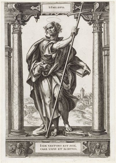 Szent Fülöp S. Philippvs (cím az objektumon) Krisztus és a tizenkét apostol, valamint Szent Pál (sorozat címe) alkotó: Hieronymus Wierix