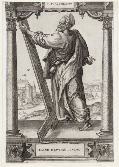 H. Judas Taddeus S. Ivdas Thadevs (cím az objektumon) Krisztus és a tizenkét apostol, valamint Szent Pál (sorozat címe) alkotó: Hieronymus Wierix