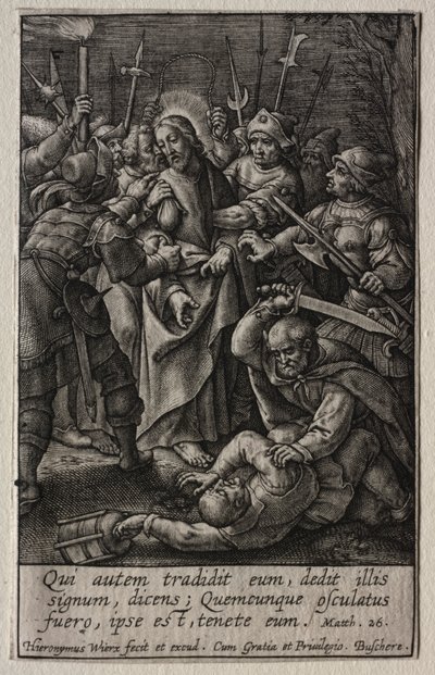 A szenvedés: Krisztus árulása alkotó: Hieronymus Wierix