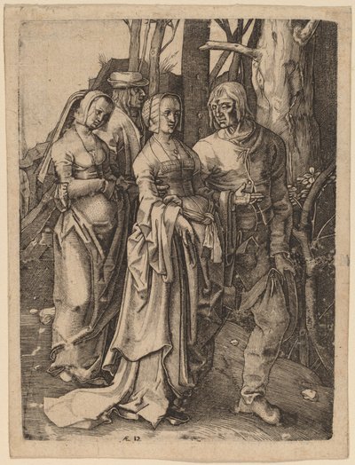A két pár az erdőben alkotó: Hieronymus Wierix after Lucas van Leyden
