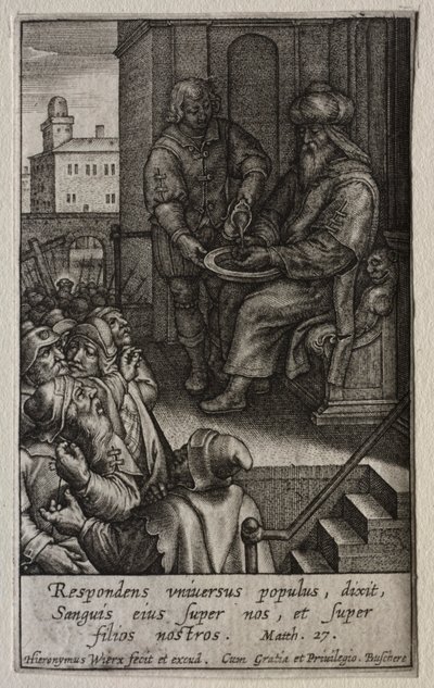 A szenvedély: Pilátus kezet mos. alkotó: Hieronymus or Jerome Wierix