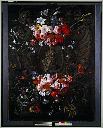 Cartouche virágokkal alkotó: Hieronymus the Elder Galle