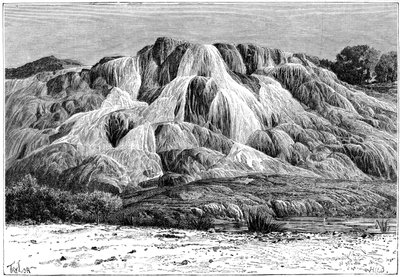 Hammam el Meskoutine megkövesedett kaszkádja, Algéria, 1890. alkotó: Hildibrand
