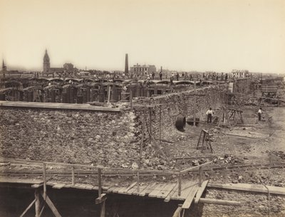 Montrouge víztározó, felső medence, jobb oldali Montrouge víztározó, Felső medence..., c. 1870. alkotó: Hippolyte Auguste Collard