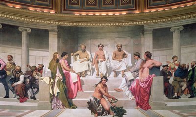 Hemicycle: Minden kor művészei, Ictinus, Apelles és Phidias részlete, 1836-41 freskó lásd még 83553 és 83555 alkotó: Hippolyte Delaroche
