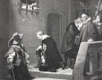 Lord Strafford a kivégzés felé vezető úton, A.H. Payne metszete alkotó: Hippolyte Delaroche