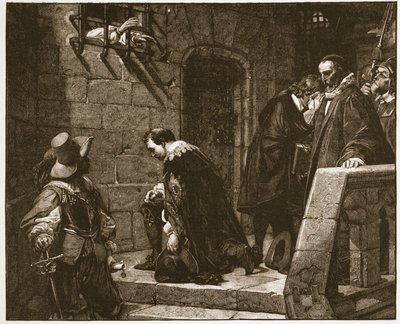 Lord Strafford a kivégzésre menet, illusztráció az "Anglikán egyház" című könyvből: A History for the People", H.D.M. Spence-Jones, kiad. 1910 körül (szepiaszínű fotó). alkotó: Hippolyte Delaroche