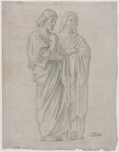 Két álló alak (Tanulmány az Apostolok küldetése bal oldali részéhez) alkotó: Hippolyte Jean Flandrin