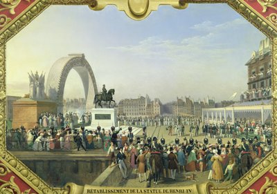 IV. Henrik (1553-1610) szobrának újbóli felállítása a Pont Neuf-on, 1818. augusztus 25. alkotó: Hippolyte Lecomte