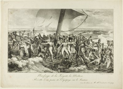 A Medúza Fregatt hajótörése. A legénység egy részének lázadása a tutajon alkotó: Hippolyte Lecomte