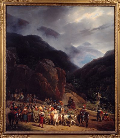 Marignan Armees I. Francois csata visszatérése Marignanból (Maregnano) 1515.09.14. Hippolyte Lecomte (1781-1857) festménye 1829 V. 0,54x0,65 m Bourg En Bresse. Brou Múzeum alkotó: Hippolyte Lecomte