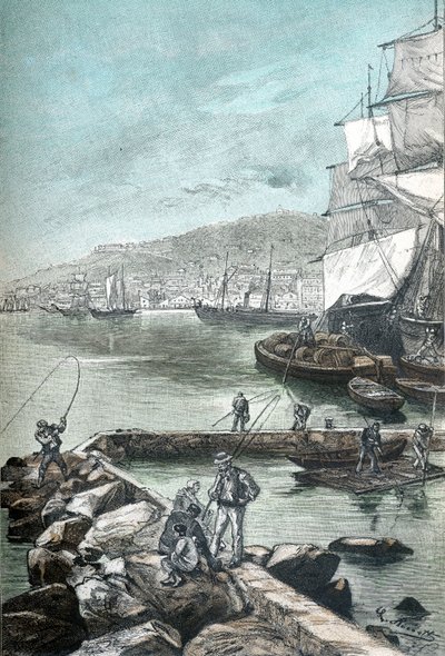 Kromatipográfiás illusztráció Jules Verne "Clovis Dardentor"-hoz, L. Benett metszet a Hetzel 1896-os kiadáshoz (metszet) alkotó: Hippolyte Leon Benett