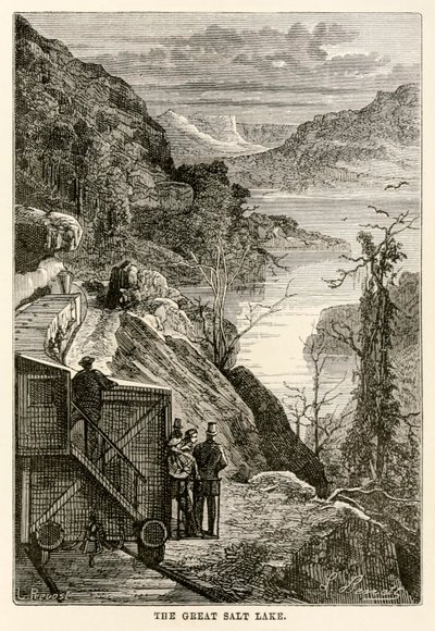 A Nagy Sóstó, Nyolcvan nap alatt a világ körül, Jules Verne (1828-1905) Prévost metszete, 1873 alkotó: Hippolyte Leon after Benett