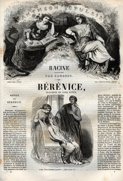 Berenice tragédia öt felvonásban – metszet a „Jean Racine műveibe” Pauquet illusztrálásával és Emile de La Bedolliere közleményével – 1851 alkotó: Hippolyte Louis Pauquet