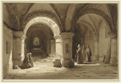 Kolostor boltozatai szerzetesekkel alkotó: Hippolyte Victor Valentin Sebron