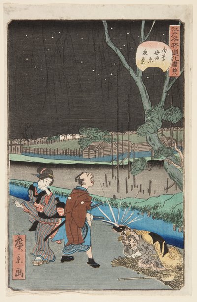 nak,-nek. 18. Éjszakai Sene Kazu Hottahara Asakusában (Asakusa Hottahara éjszakai nézet) alkotó: Hirokage Utagawa