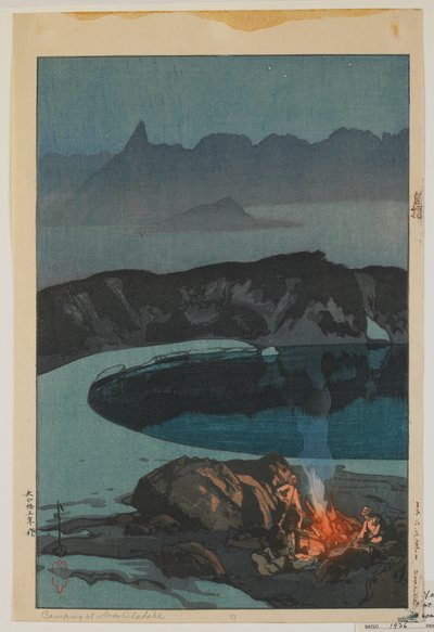 Kemping Washihában, a Tizenkét jelenet a japán Alpokban, Taisho korszak sorozatból alkotó: Hiroshi Yoshida