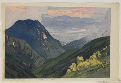 Daitenjodake-ből, a Tizenkét jelenet a Japán-Alpokban című sorozatból, Taisho korszak alkotó: Hiroshi Yoshida