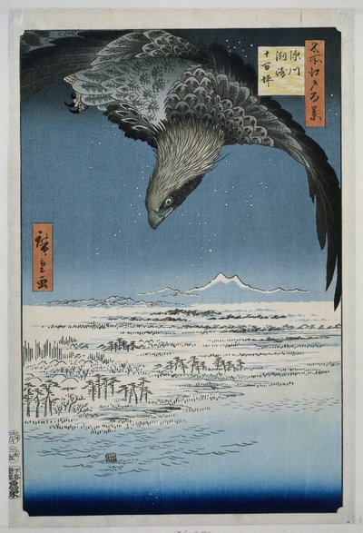 A Jumantsubo síkság Susakiban, Fukagawa közelében Fukagawa Susaki Jumantsubo (cím a tárgyon) Száz híres arc az Edo-n (sorozat címe) Meisho Edo hyakkei (sorozat címe az objektumon) alkotó: Hiroshige (I) , Utagawa