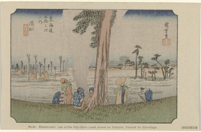 Hamamatsu No. 30. Hawawatsu: az ötvenhárom ismert hely egyike Tokaidón, Hiroshige festette De Tôkaidô van Hiroshige (sorozat címe) Hiroshige no fude Tôkaidô (sorozat címe az objektumon) alkotó: Hiroshige (I) , Utagawa