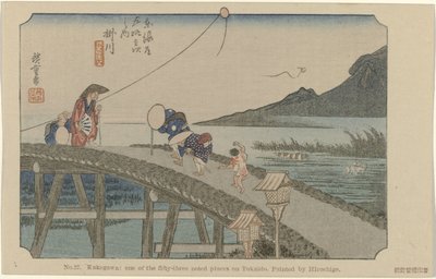 Kakegawa No. 27. Kakegawa: egyike az ötvenhárom jegyzett helynek Tokaidón, Hiroshige festette (cím a tárgyon) De Tôkaidô van Hiroshige (sorozat címe) Hiroshige no fude Tôkaidô (sorozat címe az objektumon) alkotó: Hiroshige (I) , Utagawa